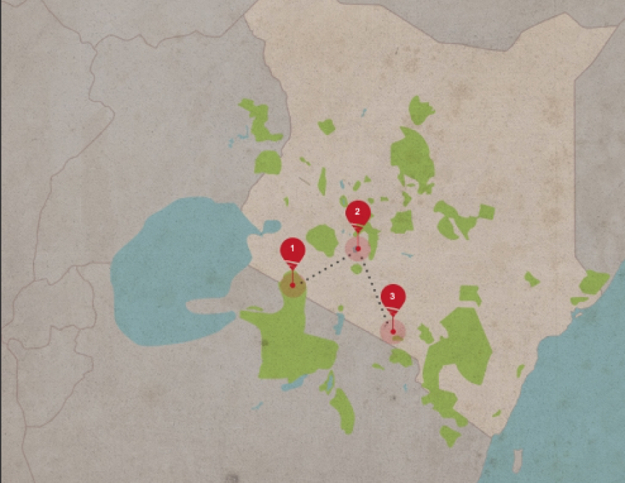 Original Spirit of Kenya route map: Amboseli and Mara